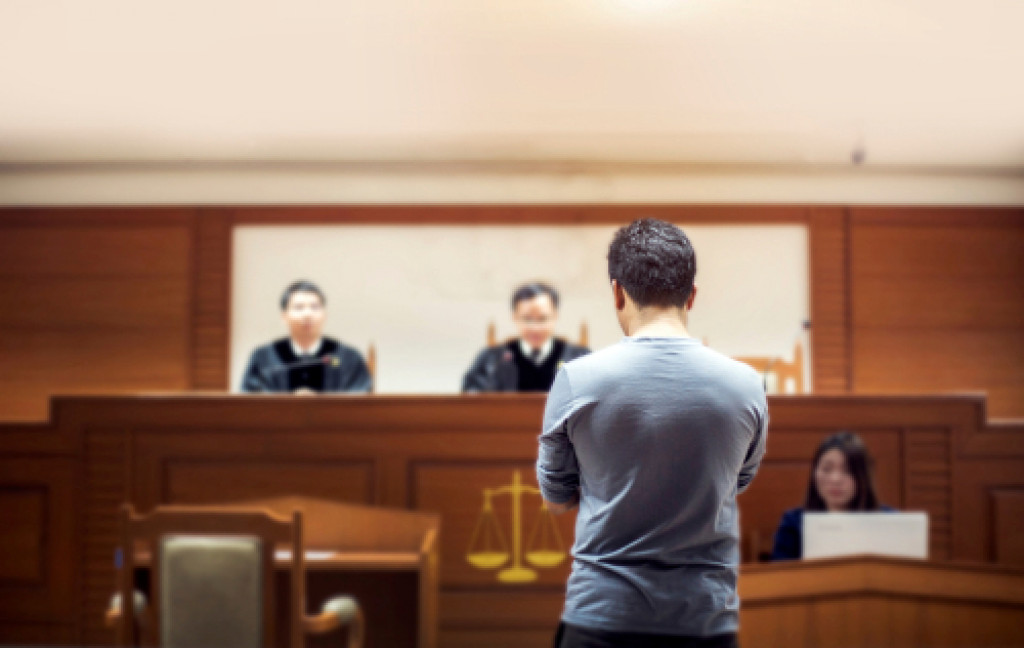 man in a court hearing