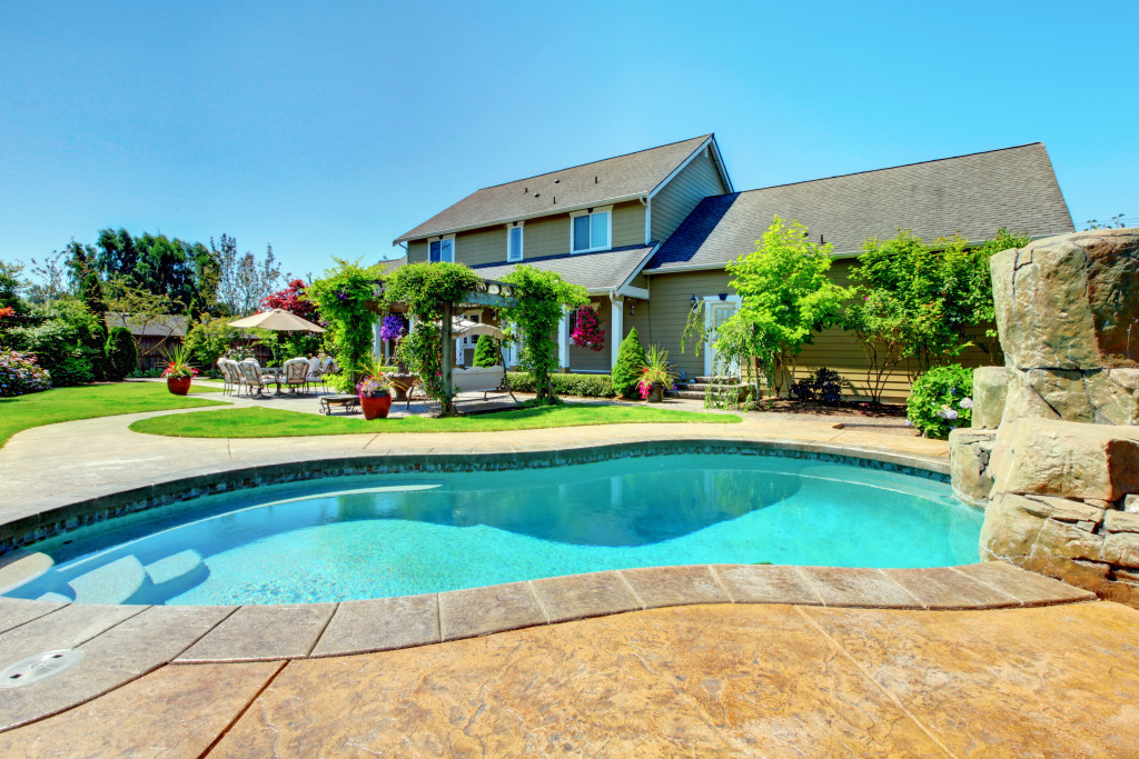 a house with a pool