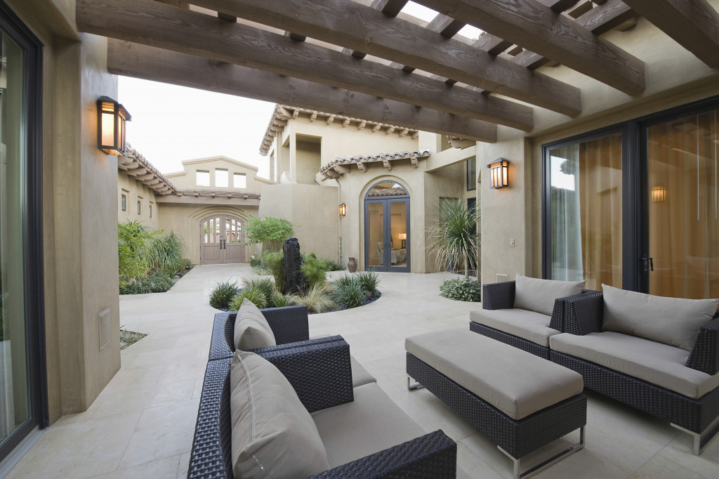 a house with an outdoor living area