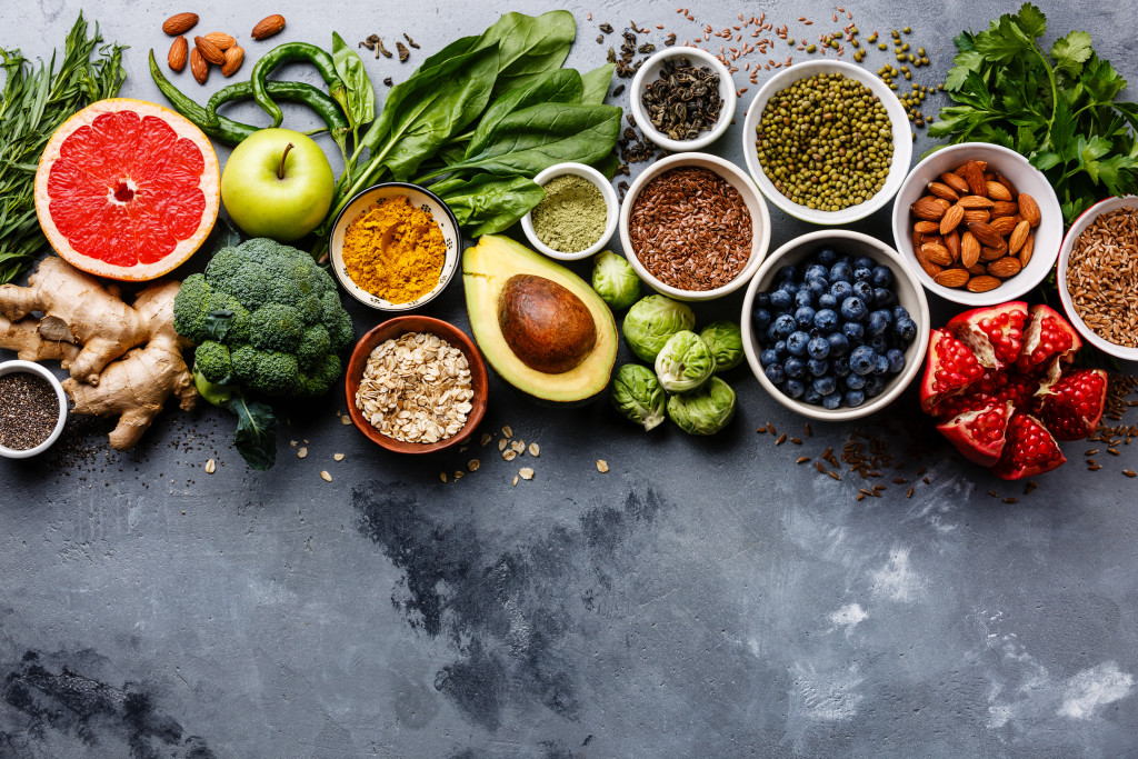 A flat lay of fruits and vegetables