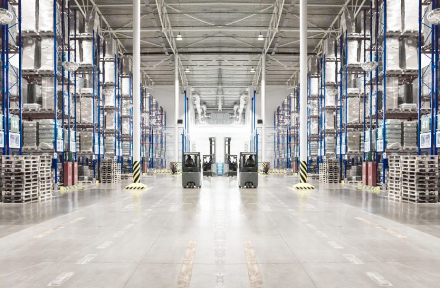 a warehouse with many equipment and packages