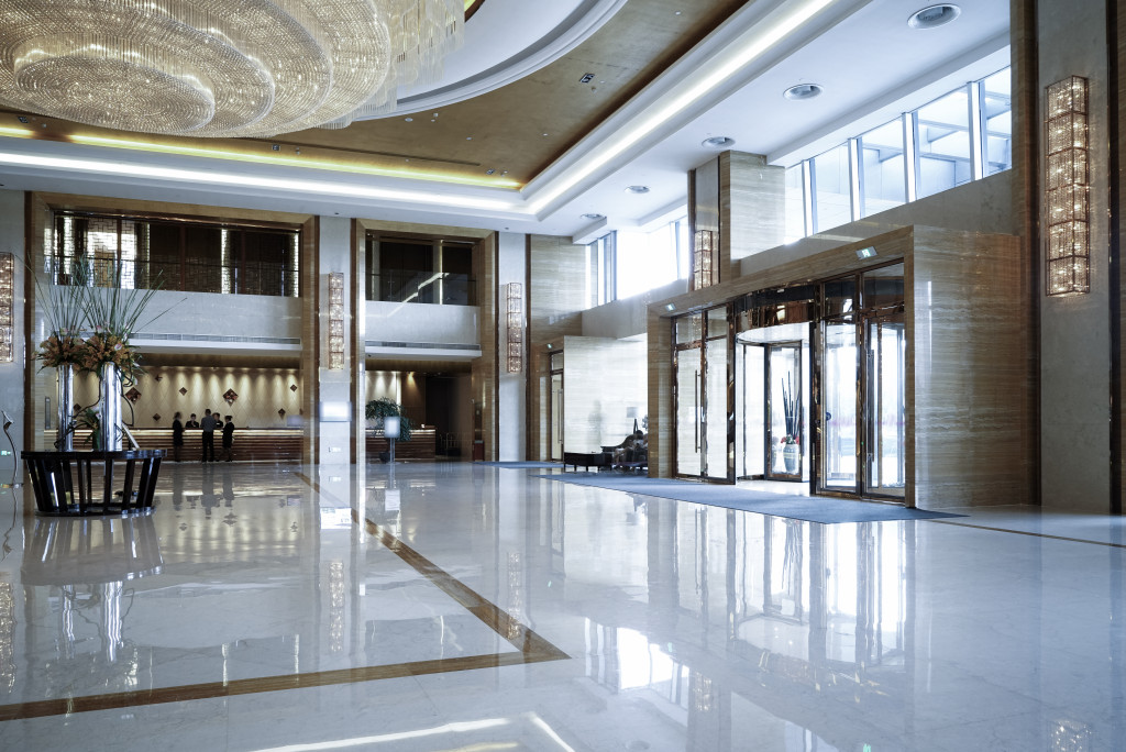 Spacious entrance of a hotel