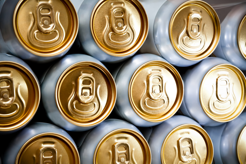 Top view of multiple soda cans