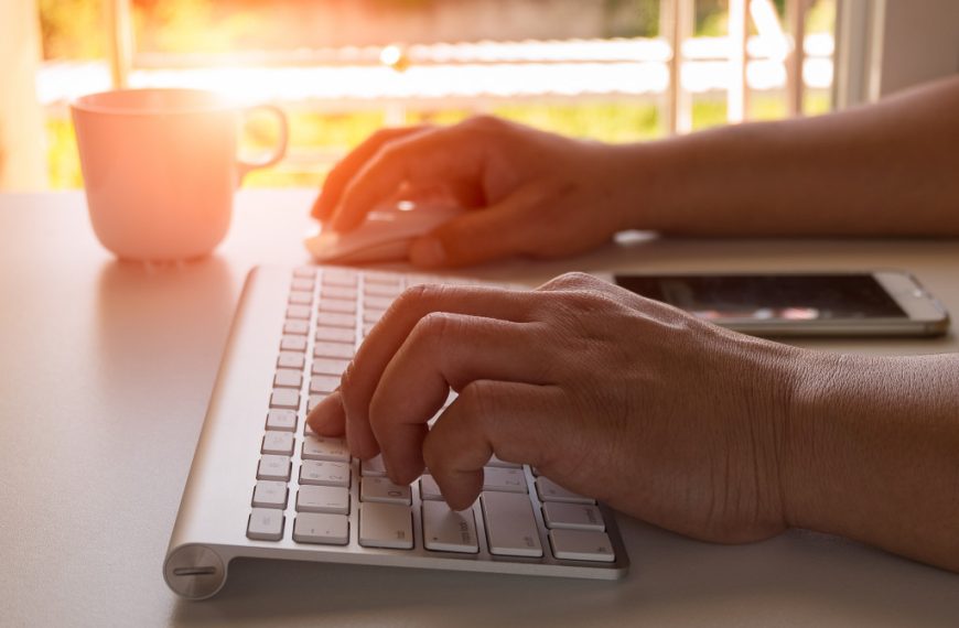 person using keyboard