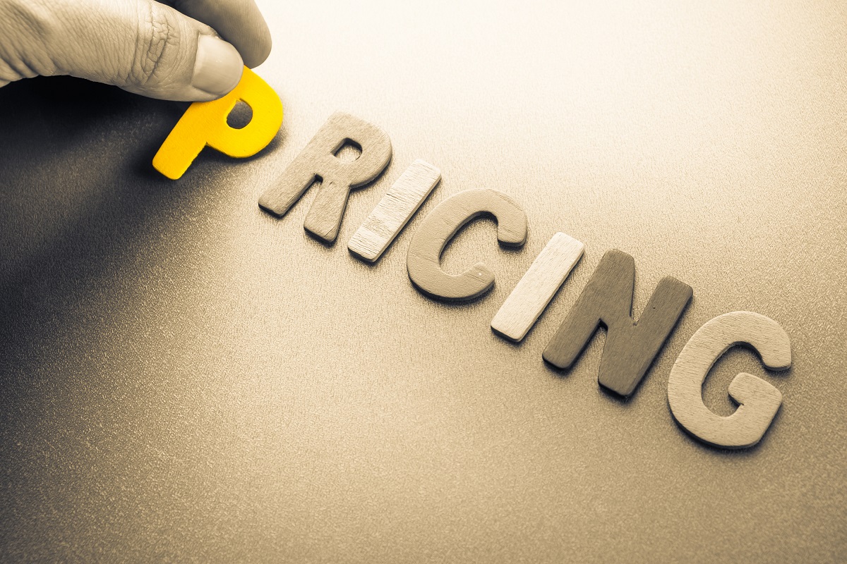 PRICING word formed using wooden letters