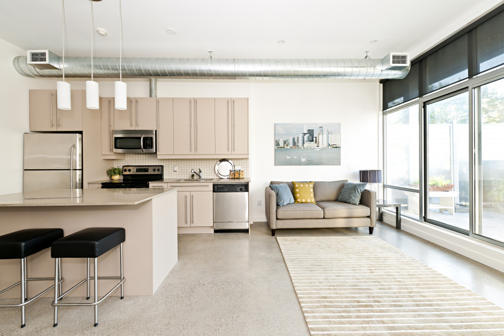 Large living area of an apartment.