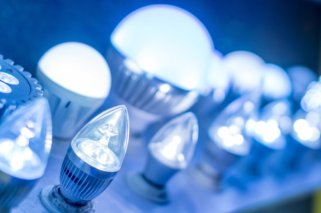 Various light bulbs on a row